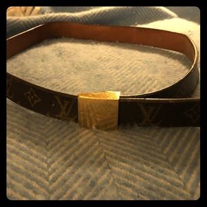 Louis Vuitton brown and gold leather belt.